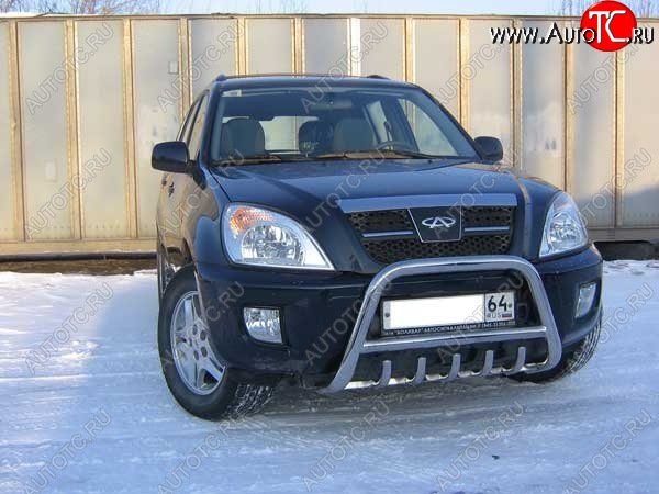 26 549 р. Кенгурятник низкий Slitkoff (Ø 57 мм, с защитой картера)  Chery Tiggo T11 (2005-2013) дорестайлинг  с доставкой в г. Омск