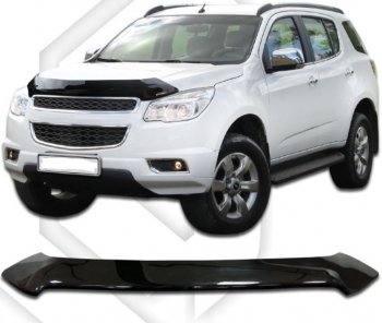 1 759 р. Дефлектор капота CA-Plastiс  Chevrolet Trailblazer  GM800 (2012-2016) дорестайлинг (Classic черный, Без надписи)  с доставкой в г. Омск. Увеличить фотографию 1