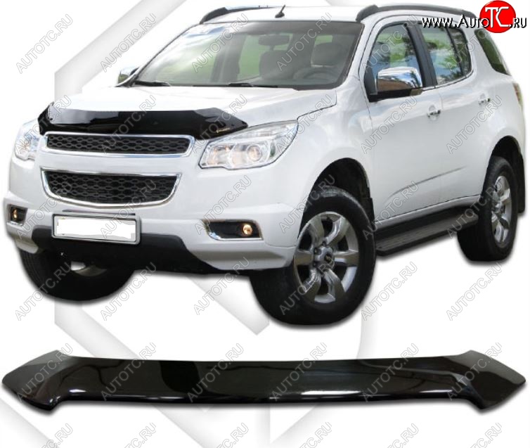 1 759 р. Дефлектор капота CA-Plastiс  Chevrolet Trailblazer  GM800 (2012-2016) дорестайлинг (Classic черный, Без надписи)  с доставкой в г. Омск