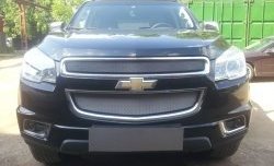 1 539 р. Нижняя сетка на бампер Russtal (хром) Chevrolet Trailblazer GM800 дорестайлинг (2012-2016)  с доставкой в г. Омск. Увеличить фотографию 2