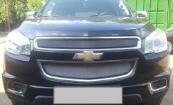 1 539 р. Нижняя сетка на бампер Russtal (хром) Chevrolet Trailblazer GM800 дорестайлинг (2012-2016)  с доставкой в г. Омск. Увеличить фотографию 3