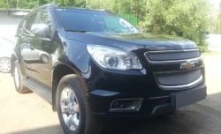 1 539 р. Нижняя сетка на бампер Russtal (хром) Chevrolet Trailblazer GM800 дорестайлинг (2012-2016)  с доставкой в г. Омск. Увеличить фотографию 4