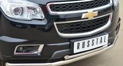 14 599 р. Защита переднего бампера (2 трубыØ63 и 42 мм, нержавейка) Russtal Chevrolet Trailblazer GM800 дорестайлинг (2012-2016)  с доставкой в г. Омск. Увеличить фотографию 2