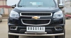 Защита переднего бампера (2 трубыØ63 и 42 мм, нержавейка) Russtal Chevrolet Trailblazer GM800 дорестайлинг (2012-2016)