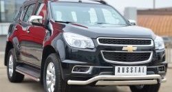 21 899 р. Защита переднего бампера (2 трубыØ76х42 и 63 мм, нержавейка) Russtal Chevrolet Trailblazer GM800 дорестайлинг (2012-2016)  с доставкой в г. Омск. Увеличить фотографию 3