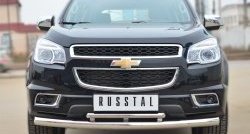 Защита переднего бампера (2 трубыØ76 и 42 мм, нержавейка) SLITKOFF Chevrolet (Шевролет) Trailblazer (Трейлблэйзер)  GM800 (2012-2016) GM800 дорестайлинг