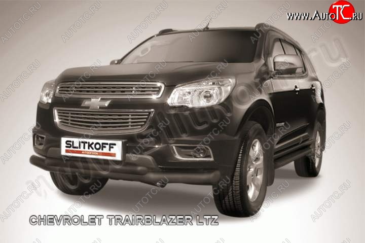 11 449 р. Защита переднего бампера d76 и d57 Slitkoff  Chevrolet Trailblazer  GM800 (2012-2016) дорестайлинг (Цвет: серебристый)  с доставкой в г. Омск