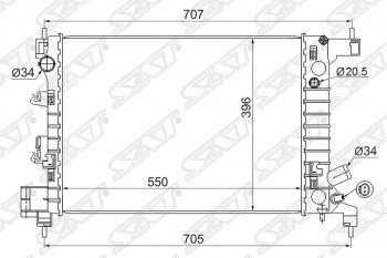 4 299 р. Радиатор двигателя SAT (трубчатый, 1.2/1.4, МКПП) Chevrolet Aveo T300 седан (2011-2015)  с доставкой в г. Омск. Увеличить фотографию 1