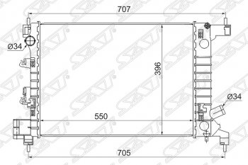 5 199 р. Радиатор двигателя SAT (трубчатый, 1.2/1.4, МКПП) Chevrolet Aveo T300 седан (2011-2015)  с доставкой в г. Омск. Увеличить фотографию 1