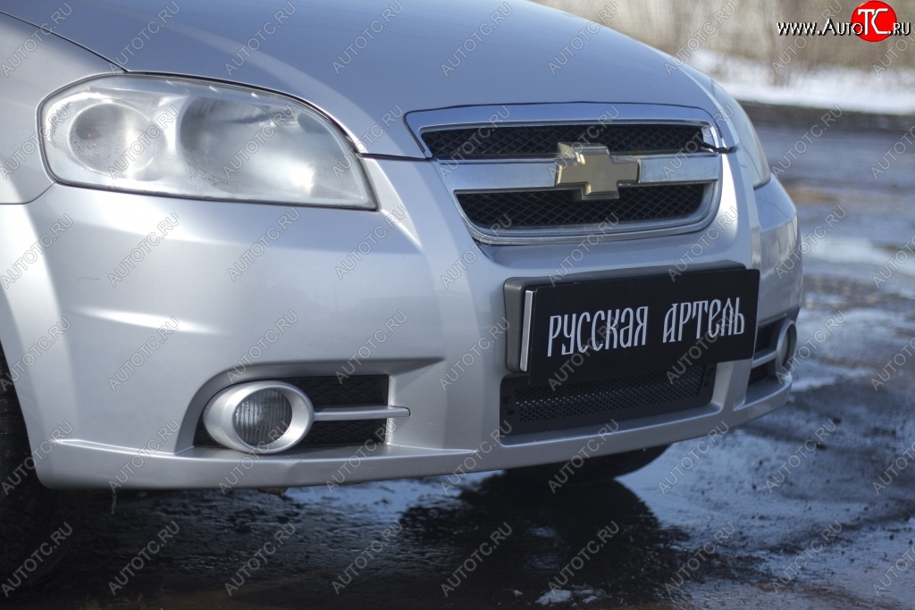 899 р. Защитная сетка решетки переднего бампера RA  Chevrolet Aveo  T250 (2006-2011) седан рестайлинг  с доставкой в г. Омск