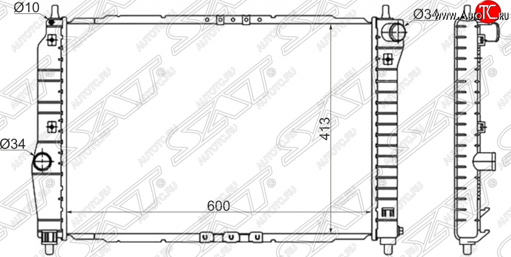 4 199 р. Радиатор двигателя SAT (трубчатый, 1.4, МКПП) Chevrolet Aveo T200 хэтчбек 5 дв (2002-2008)  с доставкой в г. Омск