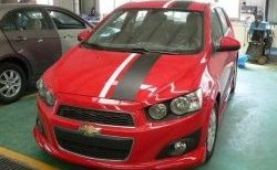 3 699 р. Накладка на передний бампер CT Chevrolet Aveo T300 седан (2011-2015) (Неокрашенная)  с доставкой в г. Омск. Увеличить фотографию 2