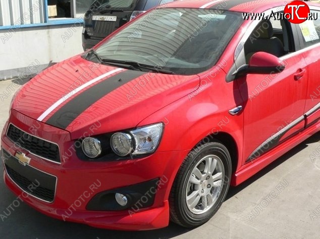 3 699 р. Накладка на передний бампер CT Chevrolet Aveo T300 седан (2011-2015) (Неокрашенная)  с доставкой в г. Омск