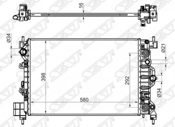 Радиатор двигателя SAT (пластинчатый, 1.6, АКПП/МКПП) Chevrolet Aveo T300 седан (2011-2015)