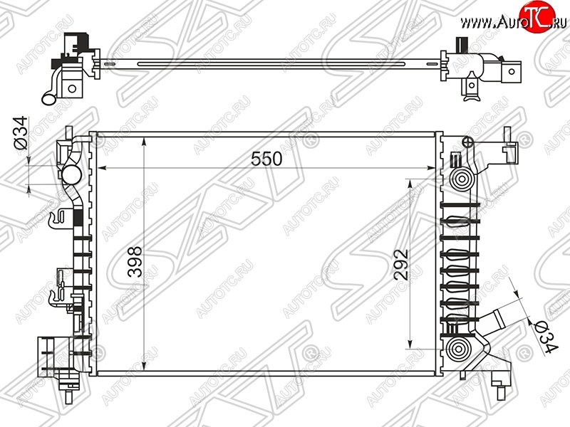 12 499 р. Радиатор двигателя SAT (пластинчатый, 1.2/1.4, АКПП) Chevrolet Aveo T300 седан (2011-2015)  с доставкой в г. Омск