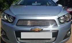 3 199 р. Сетка на бампер Russtal (хром) Chevrolet Captiva 2-ой рестайлинг (2013-2016)  с доставкой в г. Омск. Увеличить фотографию 2