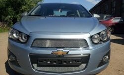 3 199 р. Сетка на бампер Russtal (хром) Chevrolet Captiva 2-ой рестайлинг (2013-2016)  с доставкой в г. Омск. Увеличить фотографию 3