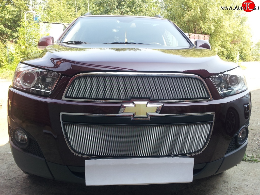 3 199 р. Сетка на бампер Russtal (хром) Chevrolet Captiva 1-ый рестайлинг (2011-2013)  с доставкой в г. Омск