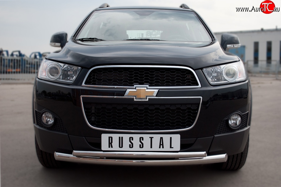 23 449 р. Защита переднего бампера (2 трубыØ63 и 42 мм, нержавейка) SLITKOFF  Chevrolet Captiva (2006-2011)  дорестайлинг  с доставкой в г. Омск