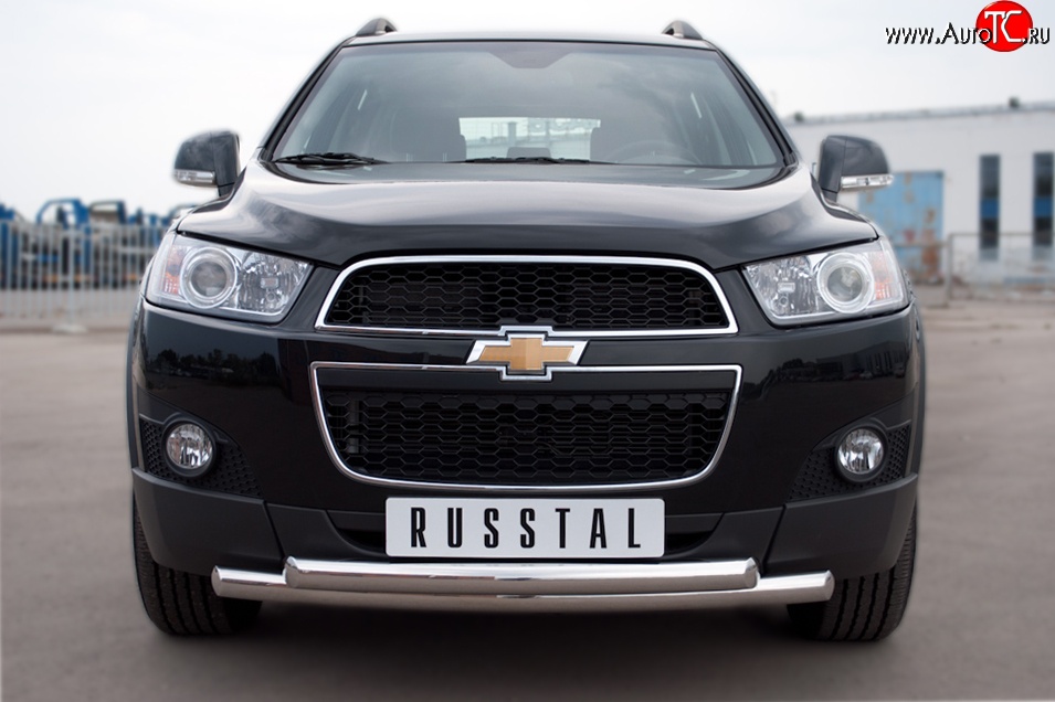 19 299 р. Защита переднего бампера (2 трубыØ63 мм, нержавейка) Russtal Chevrolet Captiva 1-ый рестайлинг (2011-2013)  с доставкой в г. Омск