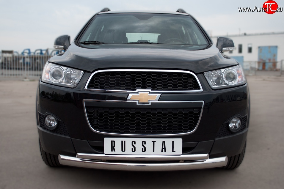 17 999 р. Защита переднего бампера (2 трубыØ76 и 42 мм, нержавейка) Russtal Chevrolet Captiva 1-ый рестайлинг (2011-2013)  с доставкой в г. Омск