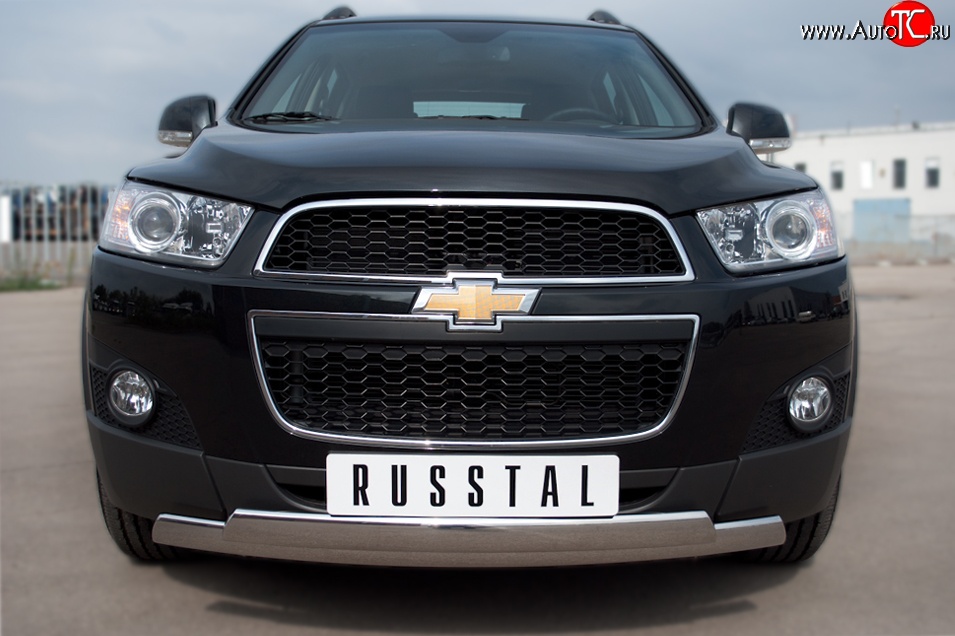 25 999 р. Защита переднего бампера (2 трубыØ75х42 мм, нержавейка) Russtal Chevrolet Captiva 1-ый рестайлинг (2011-2013)  с доставкой в г. Омск