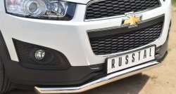 13 599 р. Защита переднего бампера (Ø63 мм волна, нержавейка) SLITKOFF Chevrolet Captiva 2-ой рестайлинг (2013-2016)  с доставкой в г. Омск. Увеличить фотографию 2