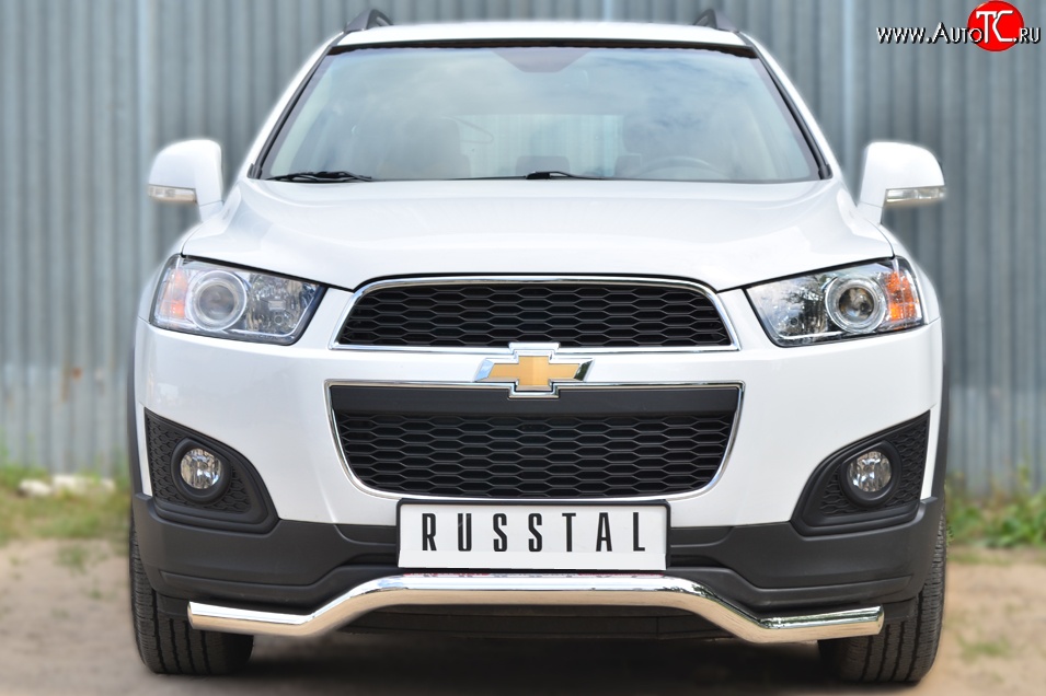 13 599 р. Защита переднего бампера (Ø63 мм волна, нержавейка) SLITKOFF Chevrolet Captiva 2-ой рестайлинг (2013-2016)  с доставкой в г. Омск