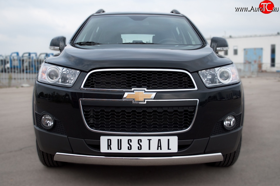 14 999 р. Защита переднего бампера (Ø75х42 мм, нержавейка) Russtal Chevrolet Captiva 1-ый рестайлинг (2011-2013)  с доставкой в г. Омск