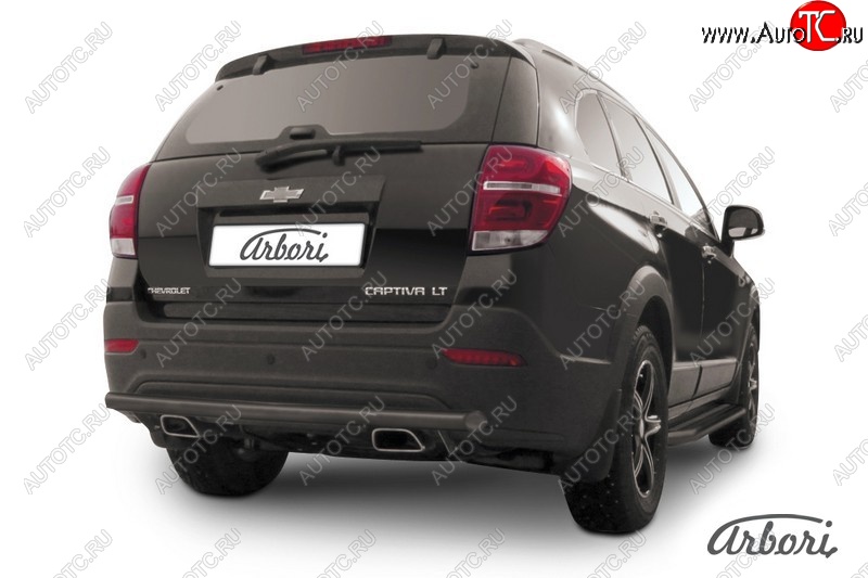 2 499 р. Защита заднего бампера Arbori (черная, 1 труба d57 mm). Chevrolet Captiva 2-ой рестайлинг (2013-2016)  с доставкой в г. Омск