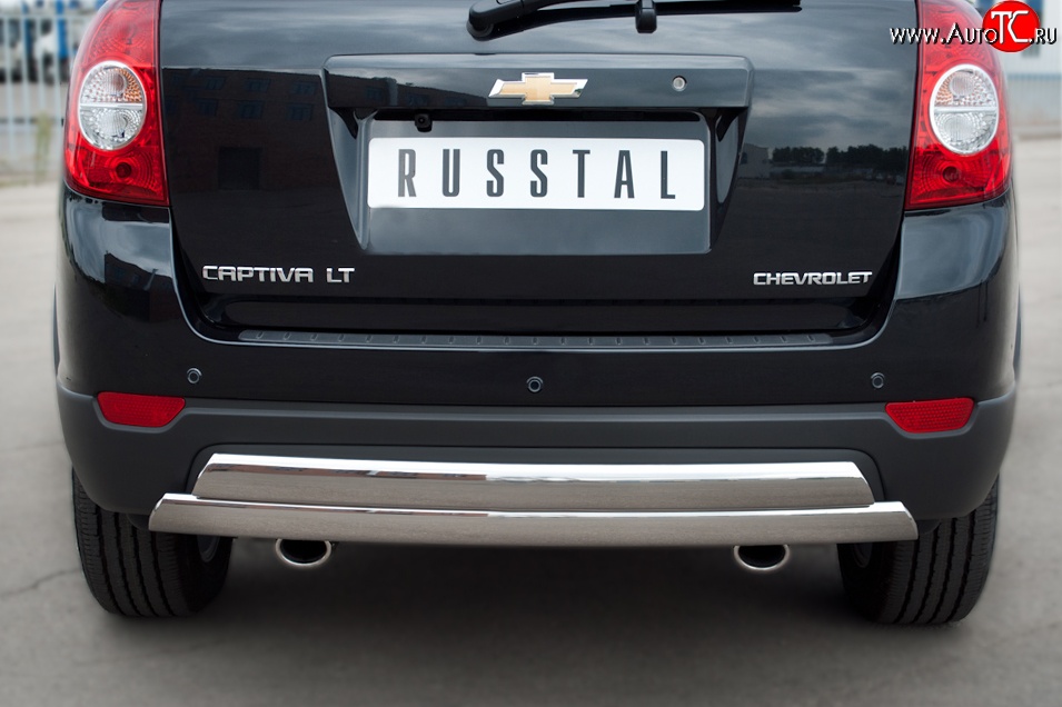 25 999 р. Защита заднего бампера (2 трубы Ø76х42 мм, нержавейка) Russtal Chevrolet Captiva 1-ый рестайлинг (2011-2013)  с доставкой в г. Омск