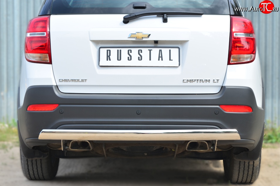 14 999 р. Защита заднего бампера (Ø75x42 мм, нержавейка) Russtal Chevrolet Captiva 2-ой рестайлинг (2013-2016)  с доставкой в г. Омск