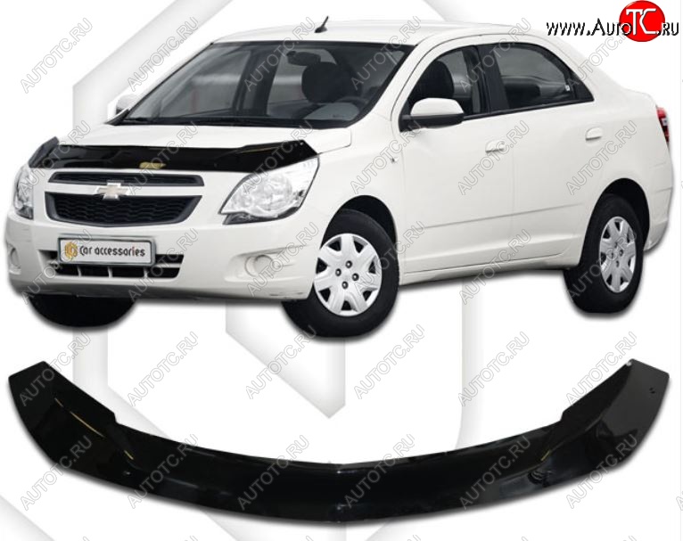 2 149 р. Дефлектор капота CA-Plastic Chevrolet Cobalt седан дорестайлинг (2011-2016) (Classic черный, Без надписи)  с доставкой в г. Омск