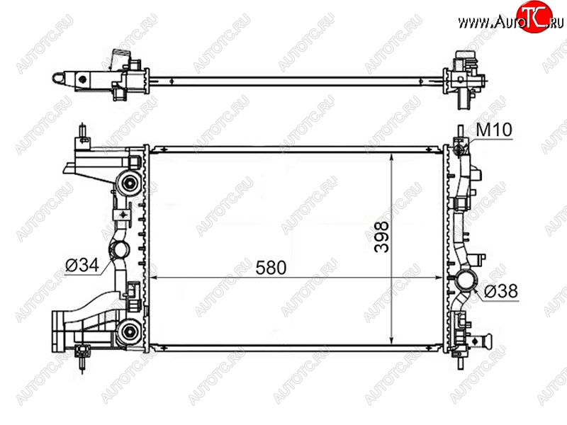 6 599 р. Радиатор двигателя SAT (1.6/1.8, трубчатый, АКПП) Chevrolet Cruze J308 универсал рестайлинг (2012-2015)  с доставкой в г. Омск