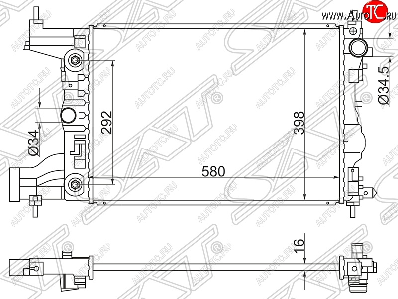 5 499 р. Радиатор двигателя SAT (трубчатый, МКПП/АКПП)  Chevrolet Cruze ( J300,  J305,  J308) - Lacetti ( седан,  универсал,  хэтчбек)  с доставкой в г. Омск