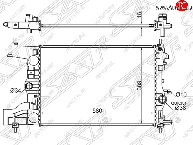 4 999 р. Радиатор двигателя SAT (трубчатый, 1.4/1.6/1.8, МКПП)  Chevrolet Cruze (J300,  J305,  J308), Orlando, Opel Astra (J), Zafira (С,  C)  с доставкой в г. Омск