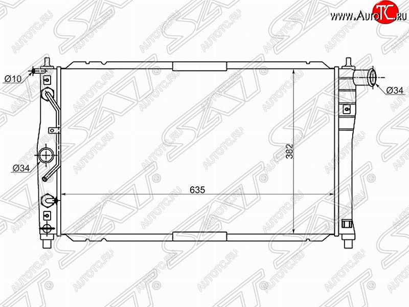 7 499 р. Радиатор двигателя SAT ( (пластинчатый, 1.3/1.5/1.6, АКПП, кондиционер) Daewoo Lanos T100 дорестайлинг, седан (1997-2002)  с доставкой в г. Омск