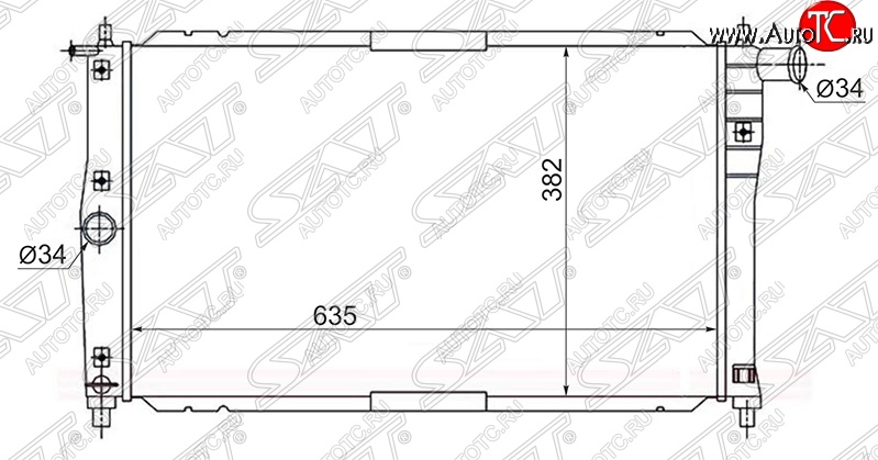 3 499 р. Радиатор двигателя SAT (трубчатый, 1.3/1.5/1.6, МКПП, кондиционер) Daewoo Lanos T100 дорестайлинг, седан (1997-2002)  с доставкой в г. Омск
