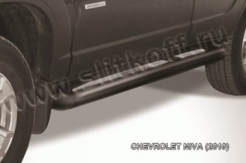 9 199 р. Защита порогов d76 труба Slitkoff  Chevrolet Niva  2123 (2009-2020) рестайлинг (Нержавейка, Полированная)  с доставкой в г. Омск. Увеличить фотографию 1