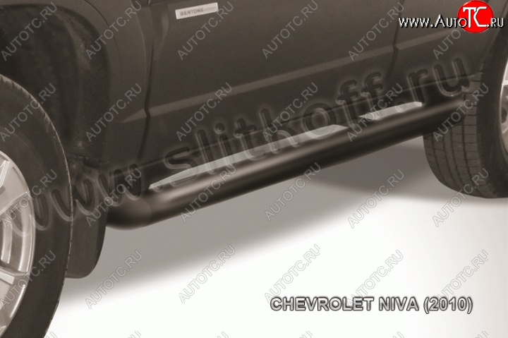 9 199 р. Защита порогов d76 труба Slitkoff  Chevrolet Niva  2123 (2009-2020) рестайлинг (Нержавейка, Полированная)  с доставкой в г. Омск