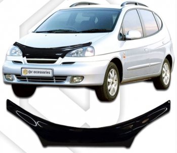 2 079 р. Дефлектор капота CA-Plastiс exclusive Chevrolet Rezzo (2000-2008) (Classic черный, Без надписи)  с доставкой в г. Омск. Увеличить фотографию 1