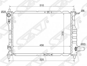 2 799 р. Радиатор двигателя SAT (трубчатый, МКПП/АКПП)  Chevrolet Spark ( M200,250,  M300) (2005-2015), Daewoo Matiz  M150 (2000-2016)  с доставкой в г. Омск. Увеличить фотографию 1