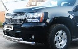 Защита переднего бампера (2 трубыØ76 мм, нержавейка) Russtal Chevrolet Tahoe GMT900 5 дв. (2006-2013)