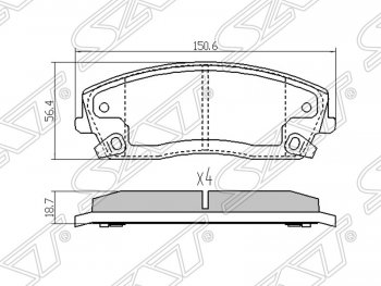 1 259 р. Колодки тормозные SAT (передние)  Chrysler 300C  LX (2004-2011), Dodge Charger (2006-2014)  с доставкой в г. Омск. Увеличить фотографию 1