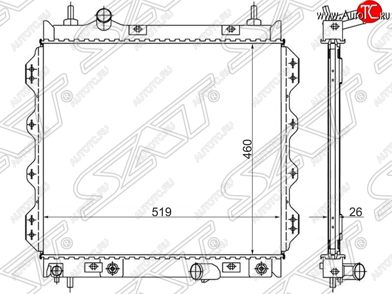 8 299 р. Радиатор двигателя SAT (пластинчатый, 1.6/2.0/2.4/2.4T, МКПП/АКПП)  Chrysler PT Cruiser (2000-2010)  дорестайлинг,  рестайлинг  с доставкой в г. Омск