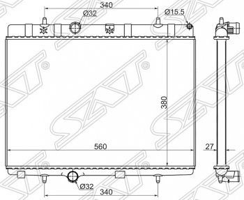 Радиатор двигателя SAT (пластинчатый, 1.6/1.6T/1.6TD/1.0/1.2T, МКПП) Peugeot 301 (2012-2017)