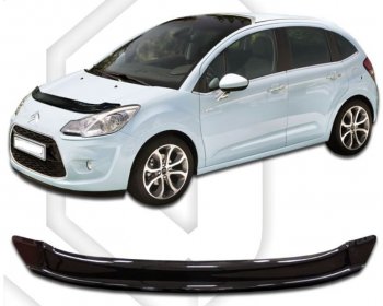 1 759 р. Дефлектор капота CA-Plastiс  CITROEN C3  дорестайлинг (2009-2015) (Classic черный, Без надписи)  с доставкой в г. Омск. Увеличить фотографию 1