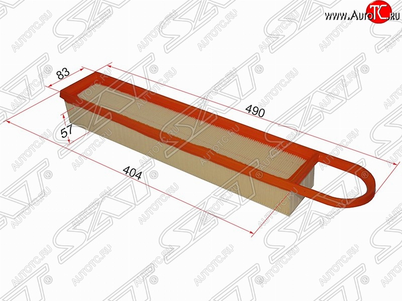479 р. Фильтр воздушный двигателя SAT (490/404х83х57 mm)  CITROEN C3 (дорестайлинг), C4 (B7), DS3 (PF1), Peugeot 207 (WK,  WA,  WC), 3008, 308 (T7)  с доставкой в г. Омск