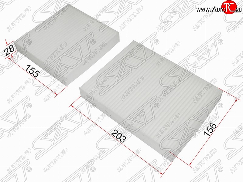 319 р. Фильтр салонный SAT (комплект, 155х156х28/203x156x28 mm)  CITROEN C3 (дорестайлинг), DS3 (PF1), Peugeot 2008, 207 (WK,  WA,  WC), 208 (1)  с доставкой в г. Омск