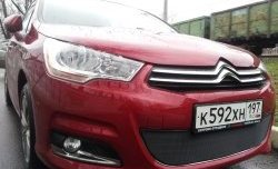 1 469 р. Сетка на бампер (хетчбек) Russtal (черная) CITROEN C4 B7 хэтчбэк 5 дв. (2011-2018)  с доставкой в г. Омск. Увеличить фотографию 2